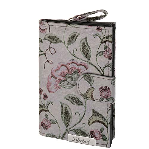 Cadenis Damen-Geldbörse mit Laser-Gravur Taupe Floral hoch 15 x 10 cm von Cadenis