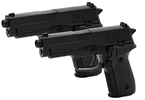 2X B.W. Softair Gun Airsoft Pistole + Munition | 2124 - Schwarz Voll ABS | 19cm. Inkl. Magazin & unter 0,5 Joule (ab 14 Jahre) von Cadofe