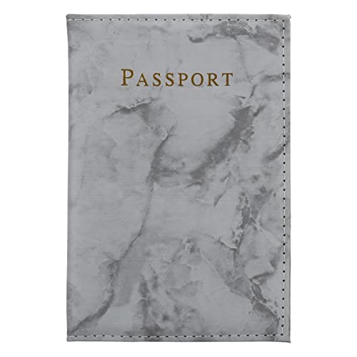 Cadorabo Reisepass Hülle und Karten Hülle aus Kunstleder in Marmor Grau - 2-teiliges Taschen Set für je einen Passport und eine Karte im trendigen Design von Cadorabo