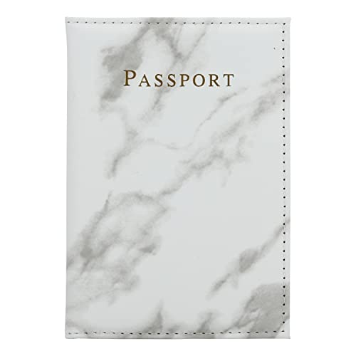 Cadorabo Reisepass Hülle und Karten Hülle aus Kunstleder in Marmor Weiß Grau - 2-teiliges Taschen Set für je einen Passport und eine Karte im trendigen Design von Cadorabo