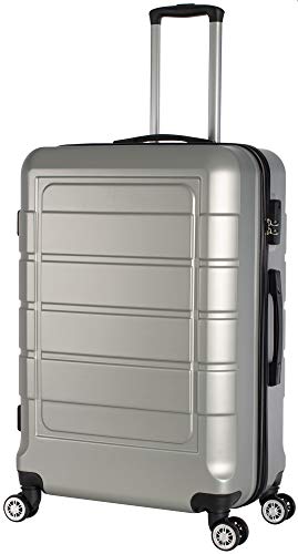 Cahoon - Hartschalen-Koffer Trolley Handgepäck Reisekoffer Kofferset 4 Rollen M-L-XL-Set 201 (Silber, Großer Koffer) von Cahoon