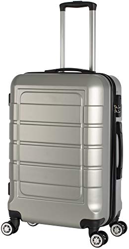 Cahoon - Hartschalen-Koffer Trolley Handgepäck Reisekoffer Kofferset 4 Rollen M-L-XL-Set 201 (Silber, Mittelgroßer Koffer) von Cahoon
