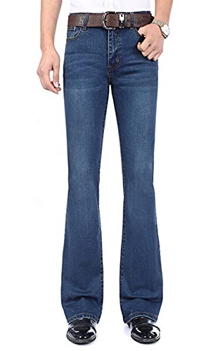 Caige Klassische Bootcut Jeans für Männer, Slim-Fit-Stretch-Denim-Hose,338 Dark Blue,L von Caige