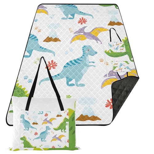 Caihoyu Picknickkorb-Set, faltbar, Camping, Party, Outdoor-Spielmatte für Familie, Frühlingsgeschenke, Muster, niedliche Dinosaurier, isoliert von Caihoyu