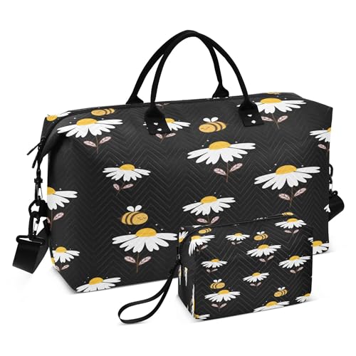 Reisetasche, Sporttasche, große Handgepäcktasche mit verstellbarem Riemen für Workout, großes Fassungsvermögen, Gänseblümchen, Biene, Mehrfarbig/Meereswellen (Ocean Tides), 1 size, modern/enganliegend von Caihoyu