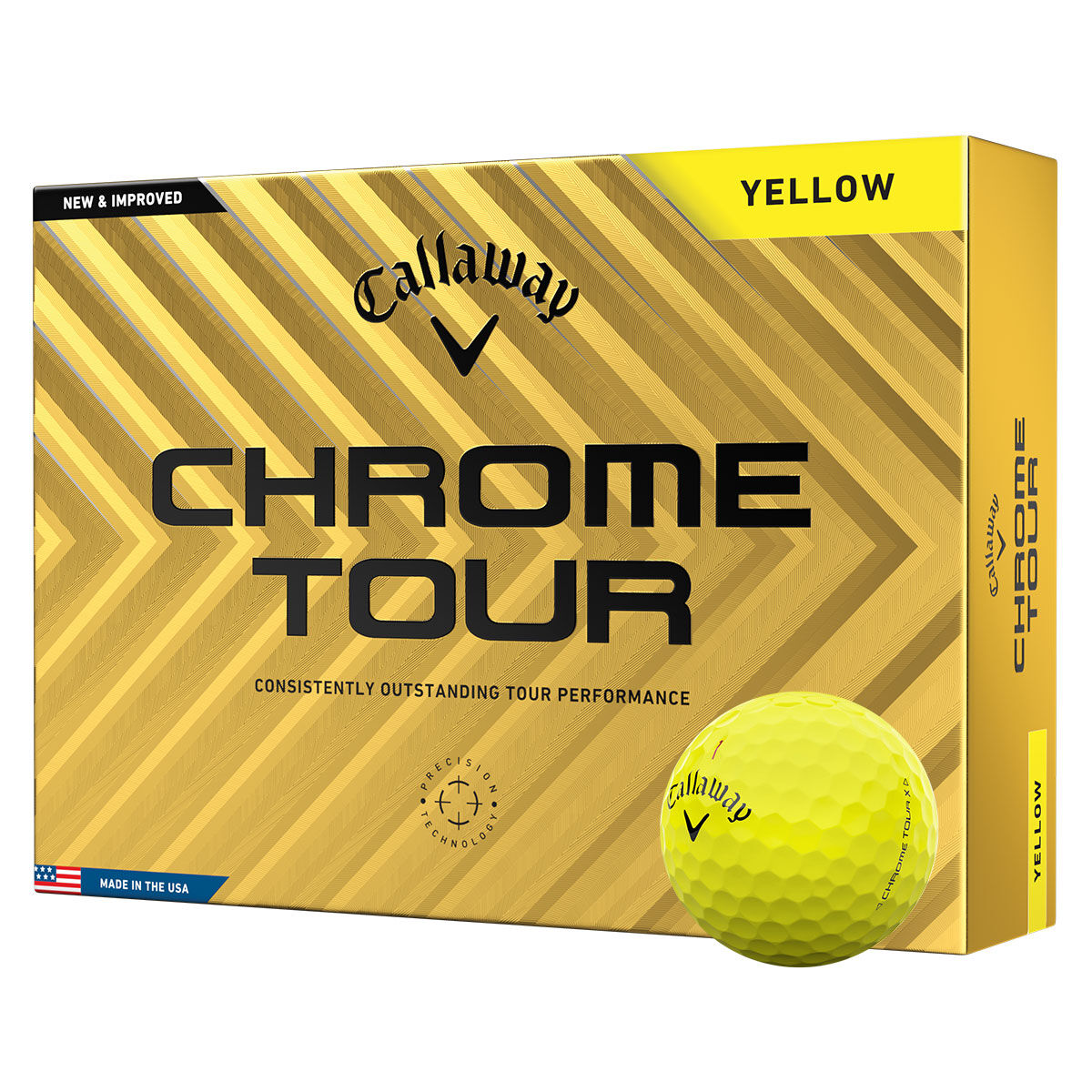 Callaway Chrome Tour 12 Golf Ball Pack, Mens, Yellow | American Golf von Callaway Golf