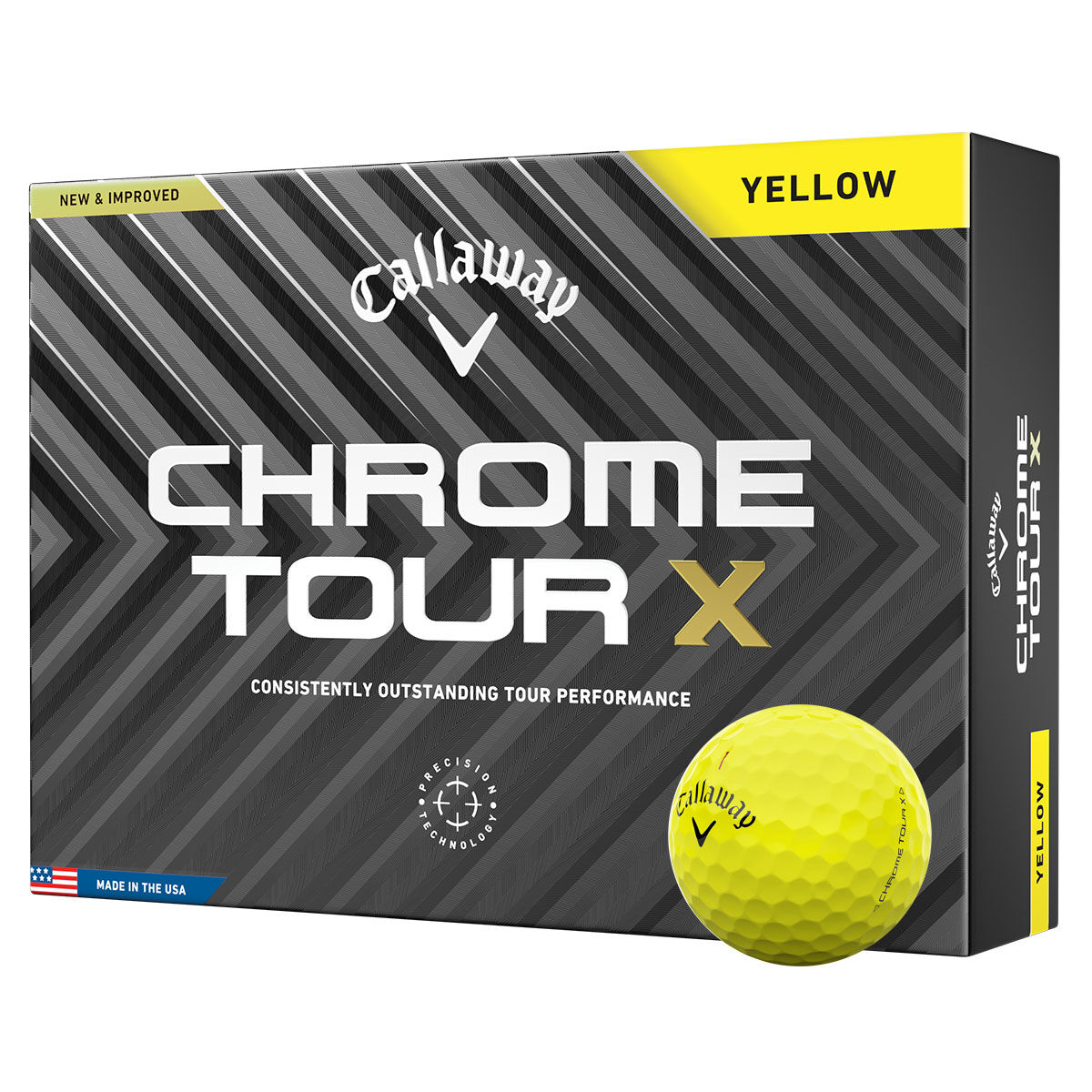 Callaway Chrome Tour X 12 Golf Ball Pack, Mens, Yellow | American Golf von Callaway Golf