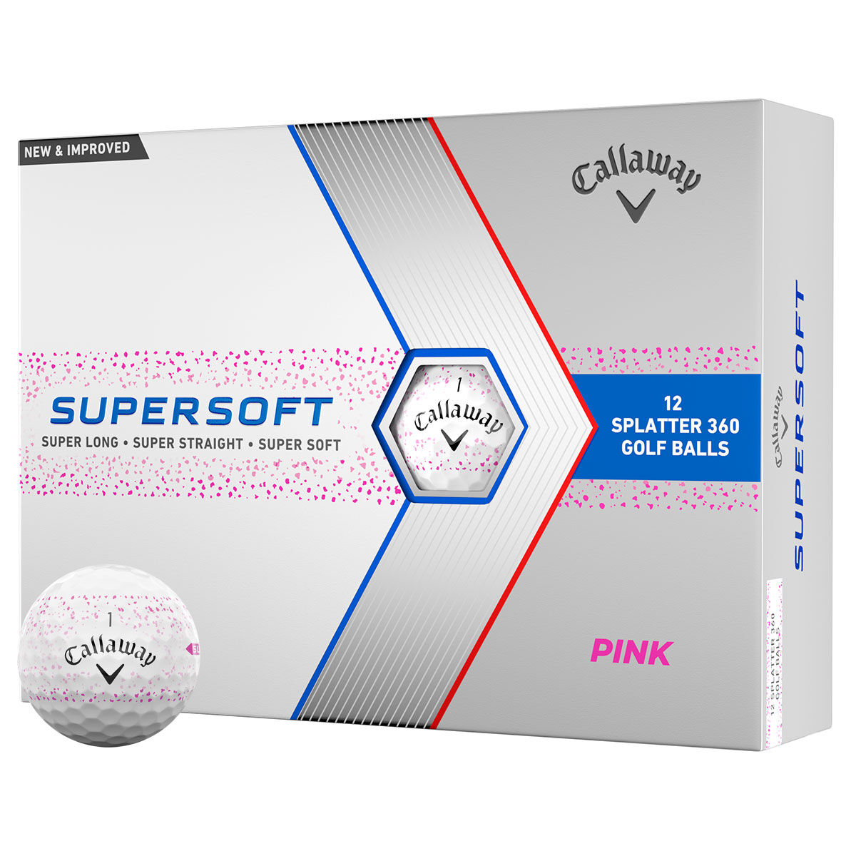 Callaway Golf Supersoft Splatter 12 Golf Ball Pack, Mens, Pink | American Golf von Callaway Golf