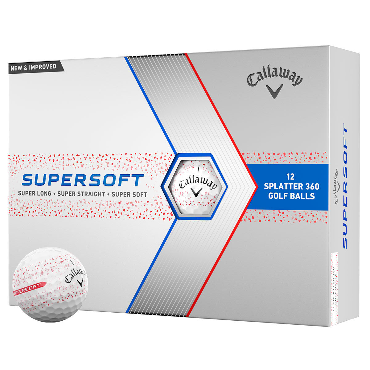 Callaway Golf Supersoft Splatter 12 Golf Ball Pack, Mens, Red splatter | American Golf von Callaway Golf