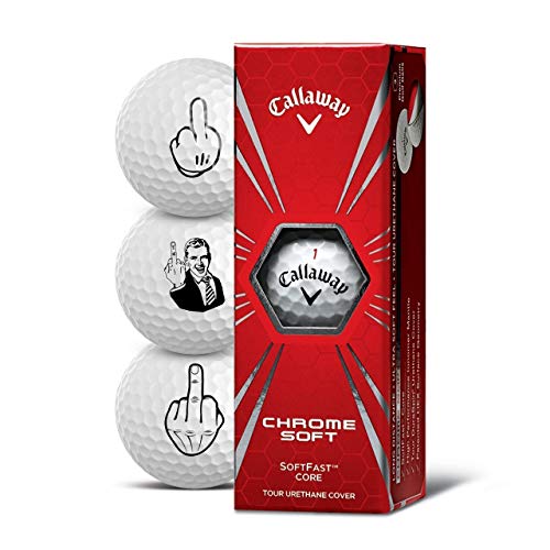 Callaway Golfbälle 3er Pack Motiv F-You Mittelfinger Geschenkidee Golf Geschenke für Golfer (Chrome Soft) von Callaway Supersoft / Warbird / Chrome Soft