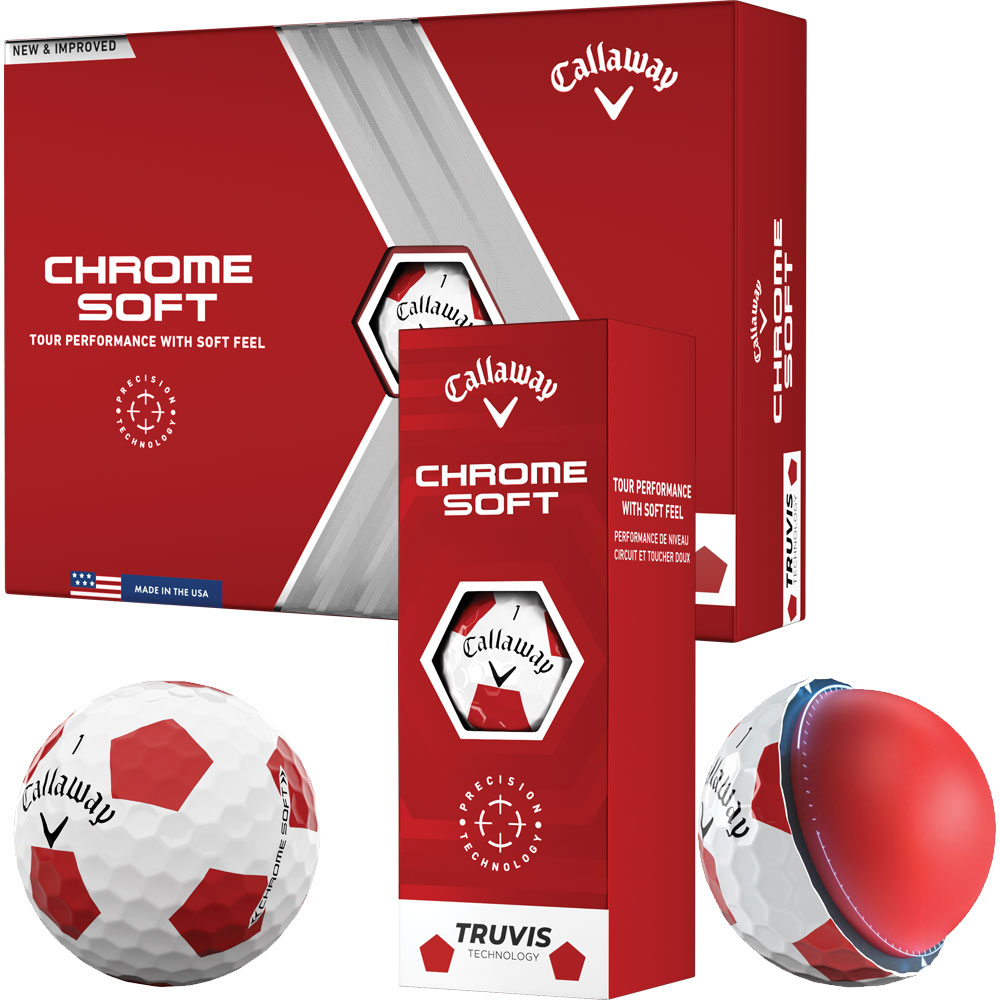 'Callaway Chrome Soft Truvis Golfball 3er weiss/rot' von Callaway