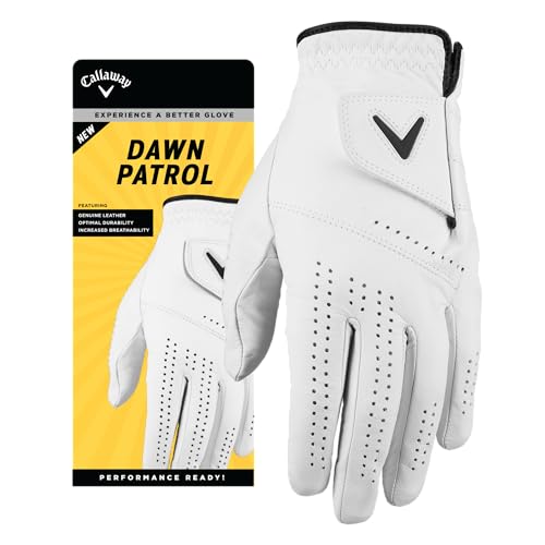 Callaway Golf Dawn Patrol Handschuh (auf der linken Hand getragen, Weiß 2024, Größe XL, Cadet (Kurze Finger)) von Callaway