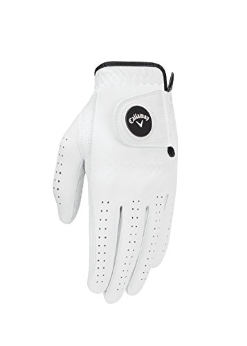 Callaway Opti Flex Herren-Golfhandschuhe, Weiß, Größe M/L, auf der linken Hand getragen von Callaway