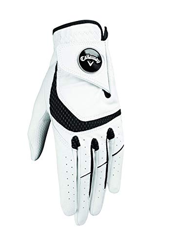 Callaway Golf Syntech-Handschuh für Damen, Linkshänder (für Rechtshänder), Weiß, Größe L von Callaway