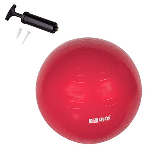 Calma Dragon Pilates Ball 55cm / 65cm / 75cm Durchmesser, Schwangerschaftsball, Fitball, inklusive Aufblasgerät, Großer Ball für Yoga, Gymnastik, Fitness (Rot, 75) von Calma Dragon