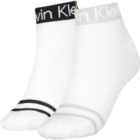 2er Pack Calvin Klein Logo Quarter Socken Damen 002 - white von Calvin Klein