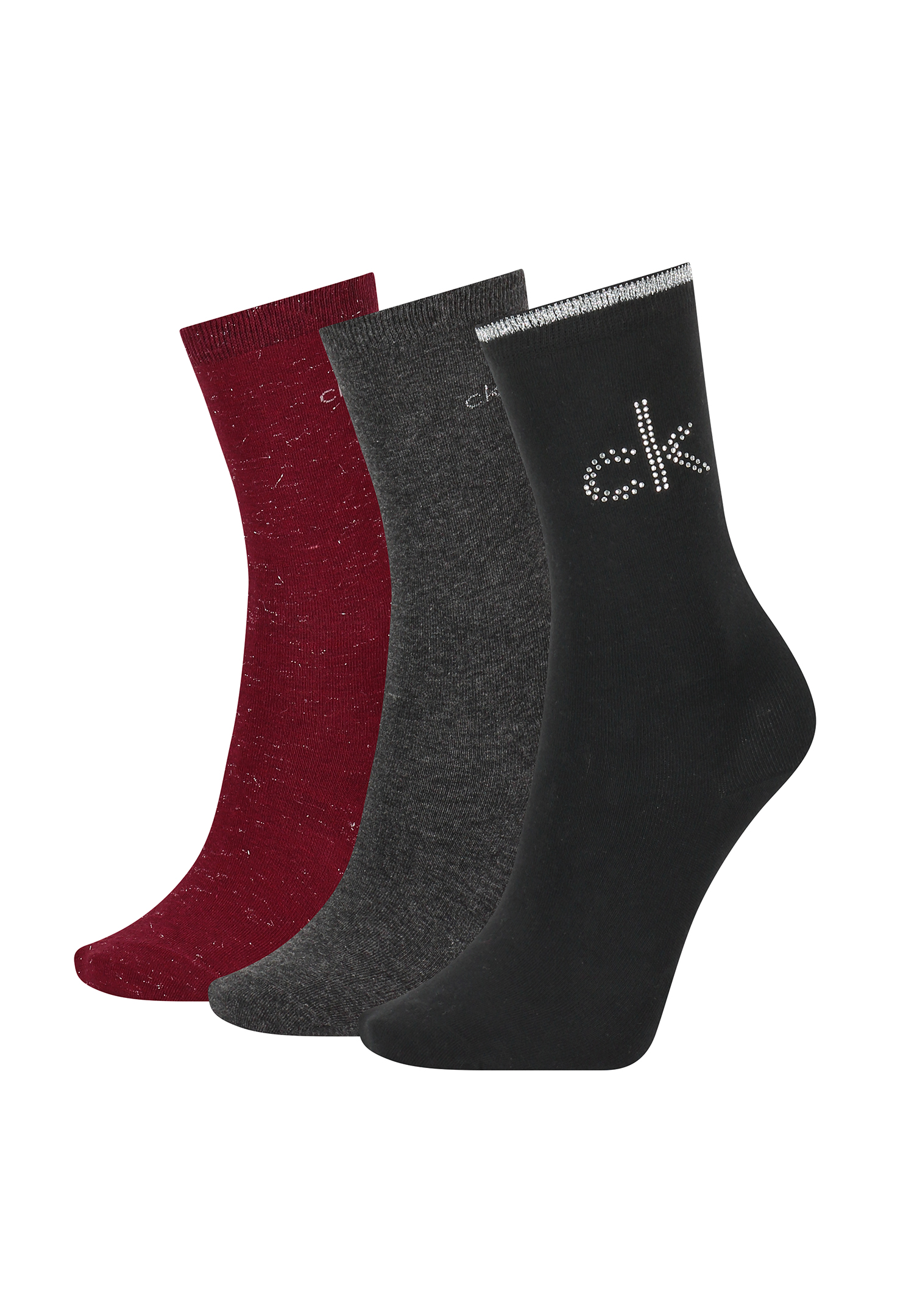 3 Paar Calvin Klein Combed Cotton Crew Socken Damen Geschenkbox Gr. 37-41 von Calvin Klein