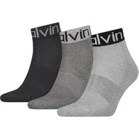 3er Pack Calvin Klein Logo Welt Quarter Socken Herren 003 - mid grey melange von Calvin Klein