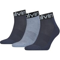 3er Pack Calvin Klein Logo Welt Quarter Socken Herren 004 - navy/denim melange von Calvin Klein
