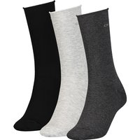 3er Pack Calvin Klein Roll Top Socken Damen 002 - dark grey melange von Calvin Klein