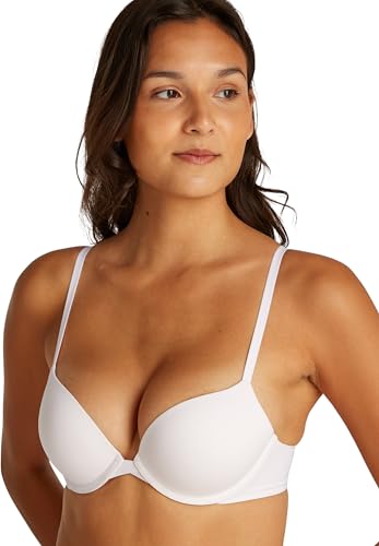 Calvin Klein Damen Plunge BH mit Push-Up, Weiß (White), 80B von Calvin Klein