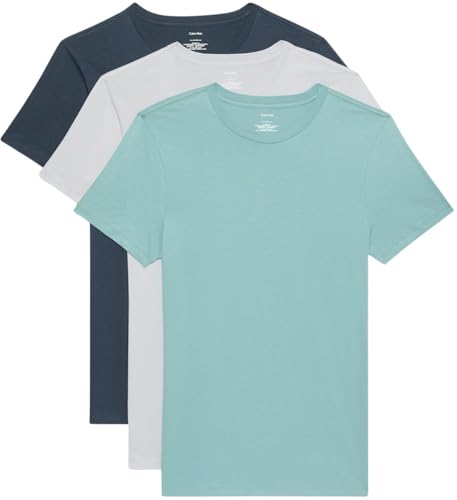 Calvin Klein Herren S/S Crew Neck 3PK LV00NB4051 S/S T-Shirt, Grün (Micro Chip/Zoni Beach/Ink), M, Grün (Micro-Chip/Zoni Beach/Ink), M von Calvin Klein