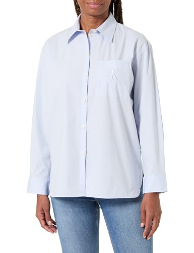 Calvin Klein Jeans Damen POPLIN Relaxed Shirt LV047C143G Andere Freizeithemden, Blau (Halogen Blue), XS, Blau (Halogenblau), XS von Calvin Klein