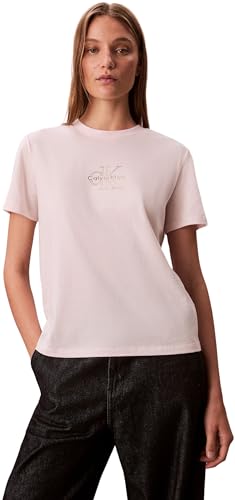 Calvin Klein Jeans Damen SS Classic FOIL MONOLOGO Tee LV047D873G Graphic Tees, Pink (Tender Blush), XS, Rosa (zartes Blush), XS von Calvin Klein