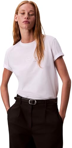 Calvin Klein Jeans Damen SS Classic FOIL MONOLOGO Tee LV047D873G Graphic Tees, Weiß (Brilliant White), L, Weiß (Brilliant White), L von Calvin Klein