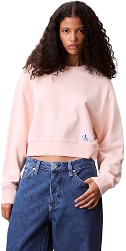 Calvin Klein Jeans Women's A - CRPPD BDG LG SWT LV047C911G Sweatshirts, Pink (Cloud Pink), M, Pink (Cloud Pink), M von Calvin Klein