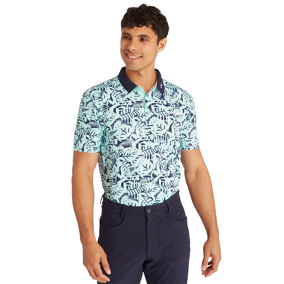 Calvin Klein Men's Abstract Print Golf Polo Shirt, Mens, Aqua/evening blue, Large | American Golf von Calvin Klein