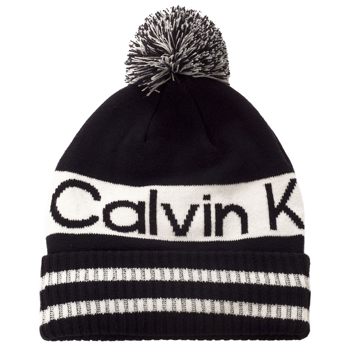 Calvin Klein Men's Navy Blue and White Knitted Logo Bobble Golf Hat | American Golf, One Size von Calvin Klein
