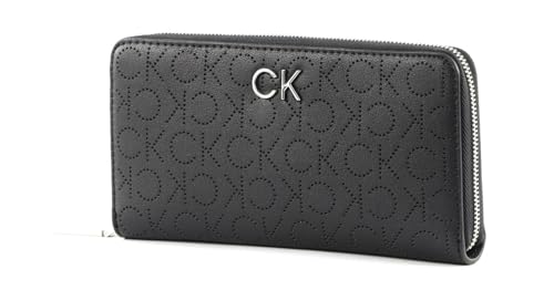 Calvin Klein Re-Lock Slim Zip Around Wallet Logo Perf CK Black von Calvin Klein