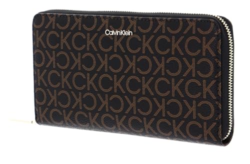 Calvin Klein Zip Around Wallet Logo XL Brown Mono von Calvin Klein
