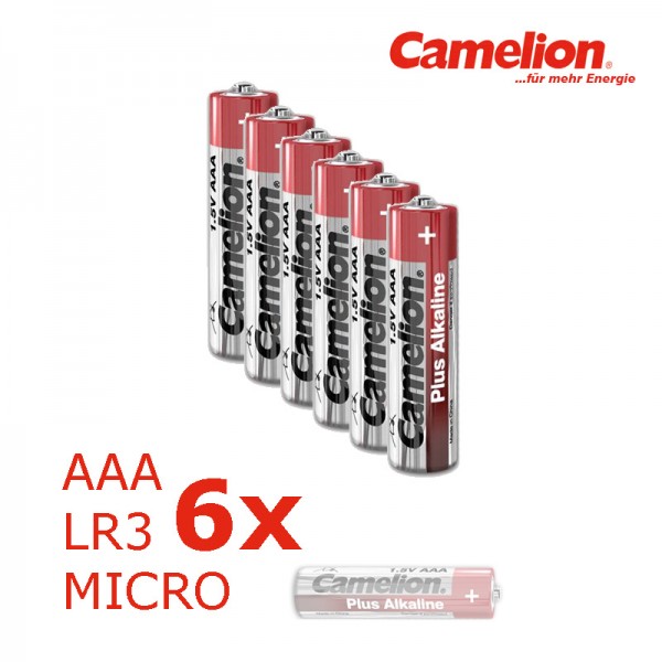 6 x Batterie Micro AAA LR3 1,5V PLUS Alkaline - Leistung auf Dauer ... von Camelion