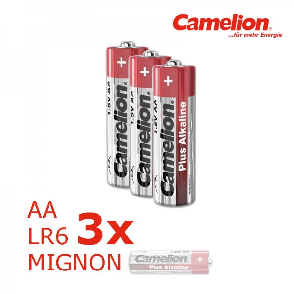 3 x Batterie Mignon AA LR6 1,5V PLUS Alkaline - Leistung auf Dauer ... von Camelion