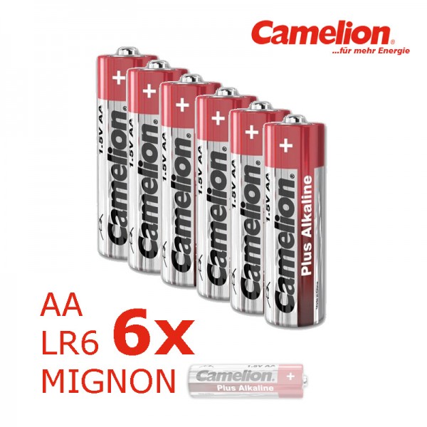 6 x Batterie Mignon AA LR6 1,5V PLUS Alkaline - Leistung auf Dauer ... von Camelion