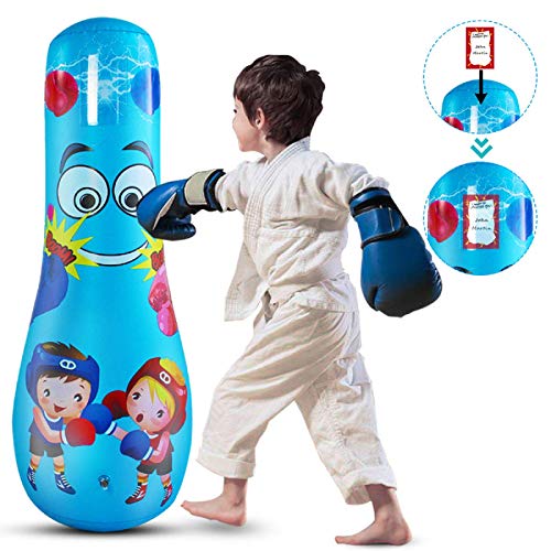 Camidy Aufblasbarer Boxsack für Kinder, freistehend, strapazierfähig, Ziel-Ständer, Tumbler-Säule für Kinder, Krafttraining, Stressabbau von Camidy