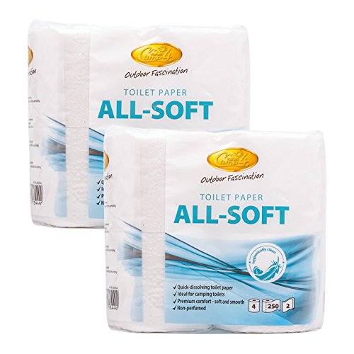 Camp4 All Soft Toilettenpapier speziell für Campingtoiletten 8 Rollen, ideal für Wohnwagen und Wohnmobil von Camp4