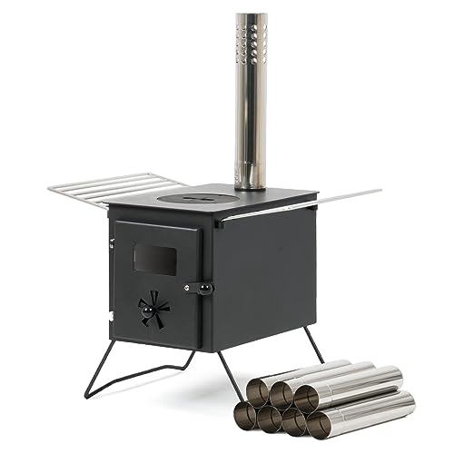 CampFeuer Zeltofen | 54,5 x 38,5 x 259,5 cm | schwarz | Tragbarer Holzofen für Camping, Outdoor, Zelt | Zeltheizung Camping, Zeltofen Holz | Tent Stove, Zelt Ofen Outdoor | Outdoorofen, Campingzubehör von CampFeuer