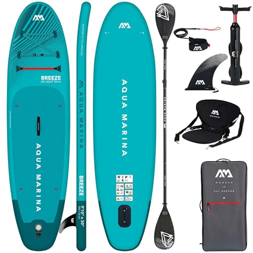 CampSup Aqua Marina Breeze 9'10" – Aufblasbares SUP Board Allround 2in1 mit Kajaksitz & Doppelpaddel – Paddle Board Set für Anfänger & Fortgeschrittene – Komplettset mit Pumpe, Rucksack & Leash von CampSup