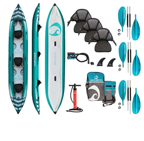 Campsup SPINERA kajak aufblasbar | Inflatable 3 Personen Kayak HYBRIS 500 cm + 3X Spinera Paddel + Star 7 | Technologie: Drop Stitch von CampSup