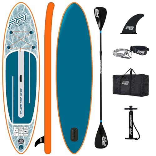 Campsup SUP Aqua Marina Pure AIR 10'10" Aufblasbares Stand Up Paddle Board | 330x81x15 cm | Surfboard für Einsteiger & Fortgeschrittene mit zubehör | Tragkraft bis 145 Kg von CampSup