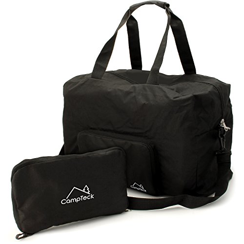 CampTeck 38.5L Faltbar Reisetasche Duffle Bag für Handgepäck, Gym, Camping, Sport, Shoppen - Schwarz von CampTeck