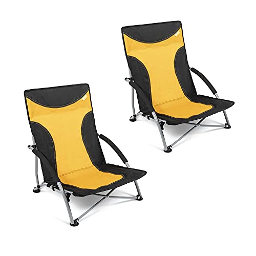 CamperWave Strandstuhl im 2er-Set | bequemer + extra Stabiler Strandstuhl | Extra breite Standfüße | Robustes 600D Rip-Stop Gewebe | Packmaß nur 15 x 18 x 77cm | inkl. Tragetasche von CamperWave