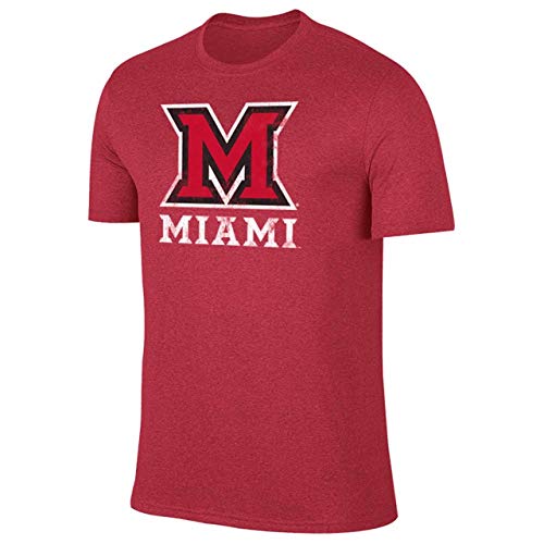 Campus Colors NCAA Erwachsenen-T-Shirt mit meliertem Logo, Herren, Miami Redhawks - Red, Small von Campus Colors