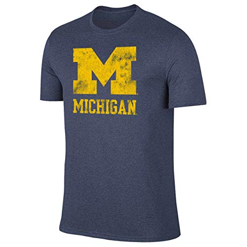 Campus Colors NCAA Erwachsenen-T-Shirt mit meliertem Logo, Herren, Michigan Wolverines - Navy, Medium von Campus Colors