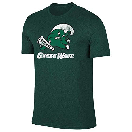 Campus Colors NCAA Erwachsenen-T-Shirt mit meliertem Logo, Herren, Tulane Green Wave Grün, X-Large von Campus Colors
