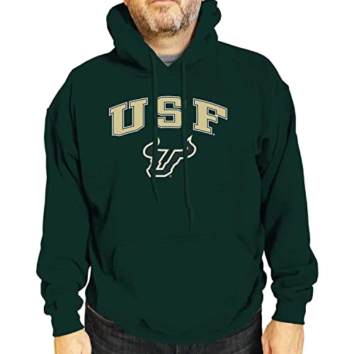 Campus Farben USF Bulls Erwachsene Arch & Logo Gameday Sweatshirt mit Kapuze – Grün, Herren, grün, Small von Campus Colors