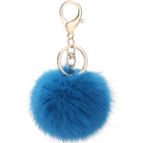 Schlüsselanhänger plüsch Ball Keychain Elegant Plüsch-Kugel Auto-Anhänger Taschenanhänger bommel Pompom Weich Schlüsselring Handtaschenanhänger Dekor (Blau-A) von Canarea